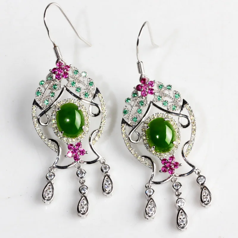 Серьги-подвески из натурального нефрита и в виде яйца | Украшения аксессуары