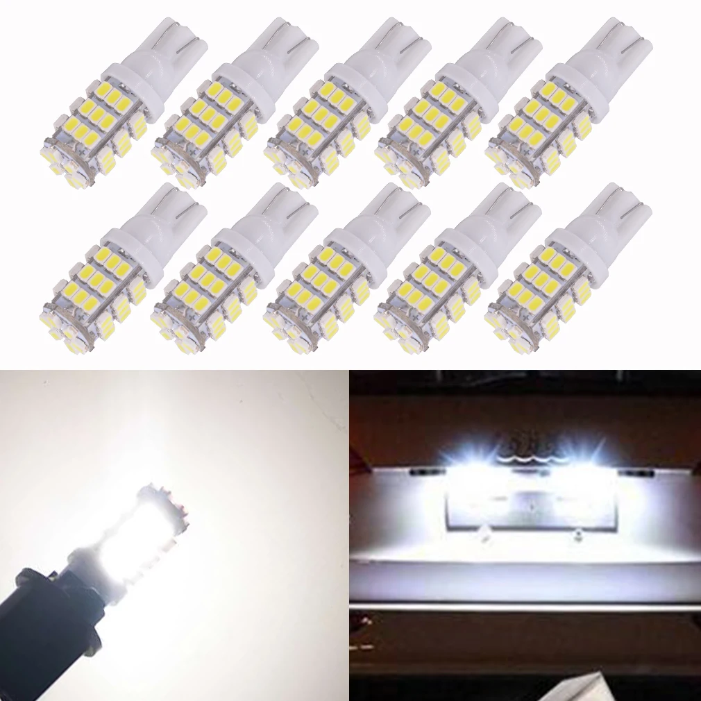 10 шт. Автомобильный светодиодный супер яркий T10 W5W 42 SMD 1206 3020 поворот стороны номерного знака светильник 2825 2827 158 168 194 13961 авто лампы DC12V