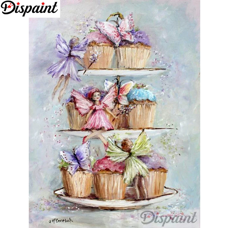 

Dispaint Full Square/Round Drill 5D DIY Diamond Painting "Butterfly fairy scenery" 3D Embroidery Cross Stitch Home Decor A18396