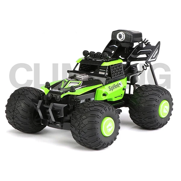 Green Global Drone RC Car Machine on the Radio with 0.3MP WiFi Camera Off-road Remote Control Cars for Boys Climbing RC Car - Color: Green