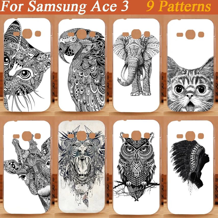 Новые цветные черно белые чехлы с рисунками животных жесткие для Samsung Galaxy Ace 3 III