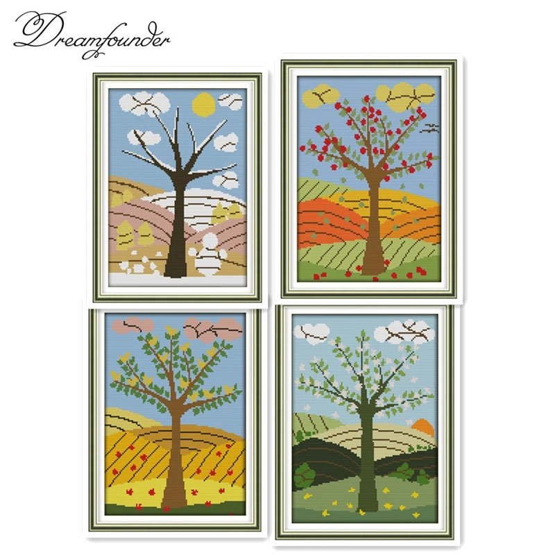 

Four great beautycross stitch kit aida 14ct 11ct count printed canvas stitches embroidery DIY handmade needlework