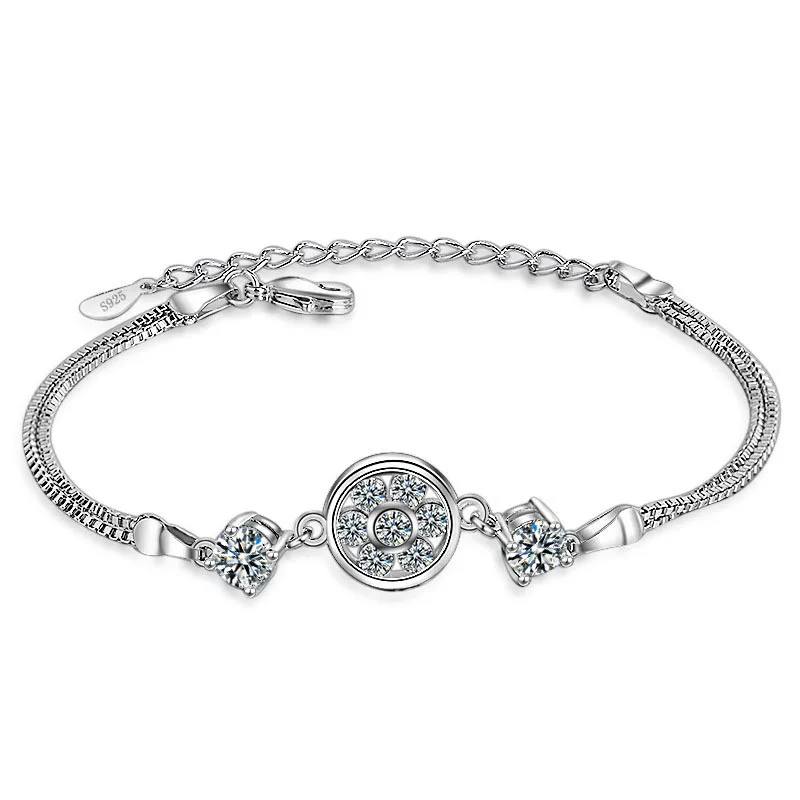 Женский браслет из серебра 925 пробы с фиолетовыми фианитами|bangles fashion|bracelets &