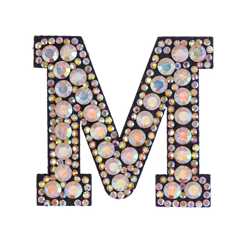 M A-Z, стразы, буквы, алфавит, аппликация, 3D, железная нашивка, значок для одежды, сумка, обувь, одежда, нашивки для вышивки, поделки своими руками - Цвет: M