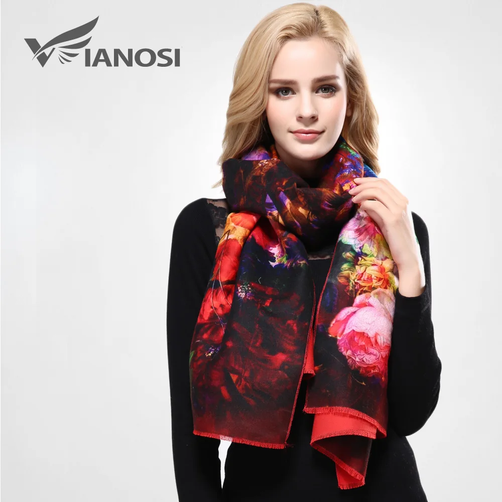 Женский шарф VIANOSI дизайнерский зимний с принтом роскошный теплая шерсть