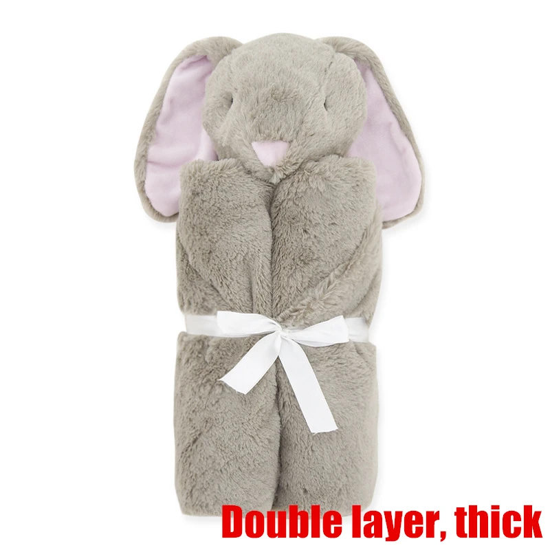 Brown rabbit thick Детское одеяло s для новорожденных животных, уплотненное Фланелевое детское муслиновое пеленание, конверт для коляски, обертка для детей, для игры в ванной, постельные принадлежности, одеяло - Цвет: Brown rabbit thick