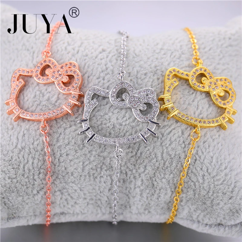 Колье bracciali Donna модные браслеты hello kitty для женщин девушек ювелирные изделия подарок sieraden золотистый Серебристый с розой золотой браслет