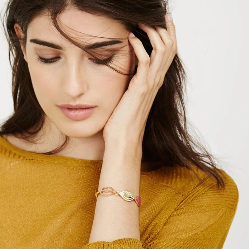 Оптовые цены Красный Эмаль Кристалл браслет в форме губ женский 2017 Новый сплав