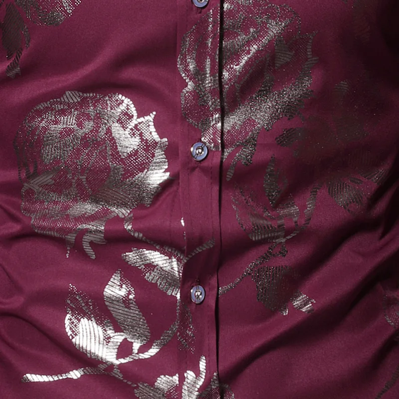 Мужские Блестящие Серебряные Роза фольга Slim Fit вечернее платье с длинным рукавом