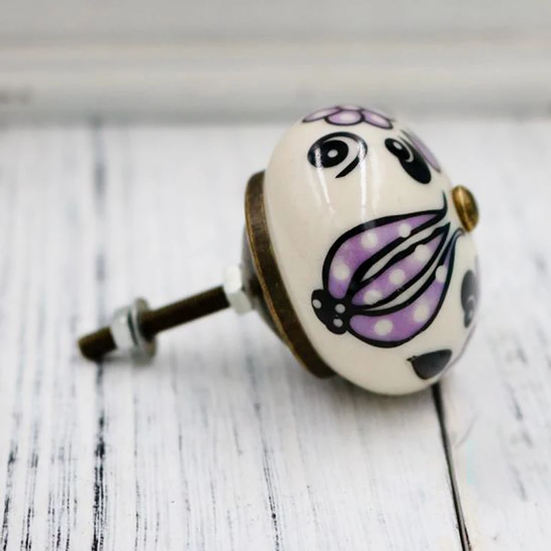 Американский стиль фиолетовый цветок ручная роспись керамическая ручка комод