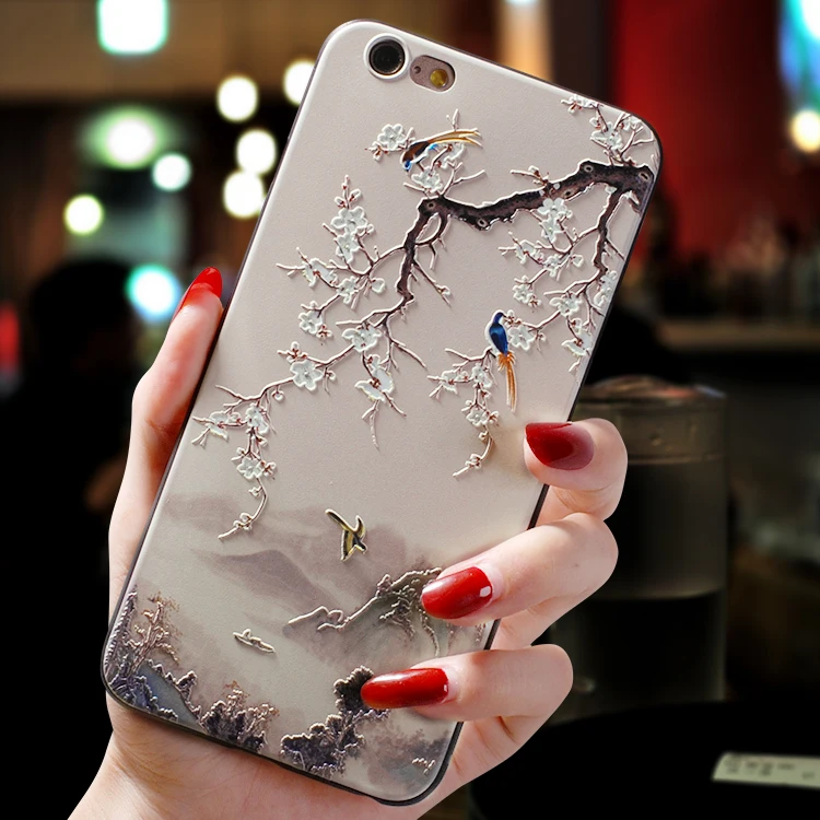 Птица ветка цветок китайские традиционные картины Чехол с тиснением для Iphone XS MAX XS X XR для Iphone 7 8 Plus 6 6S Plus чехол
