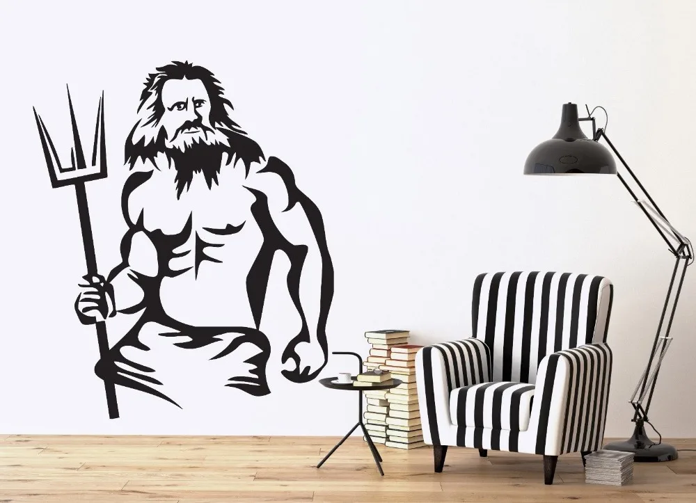 Виниловая наклейка на стену Нептун король море Посейдон мифология античный