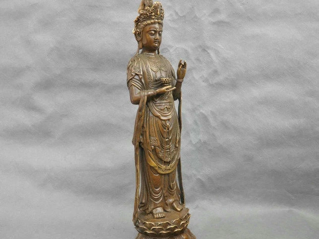 16 ''китайский Тибетский Бронзовый буддистский Гуаньинь Кван-Инь Bodhisattva