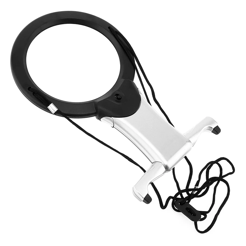 

2.5X/6X 2 in 1 Desktop Handheld Suspension Magnifier with 2 LED Light+Hang Rope for Archaeological/Philatelic/Jewelry Appraisal
