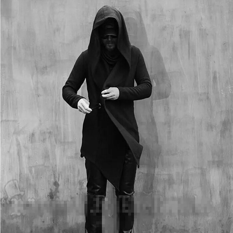 Мужской облегающий Тренч Goths новинка панк плащ Мужское пальто с длинным рукавом