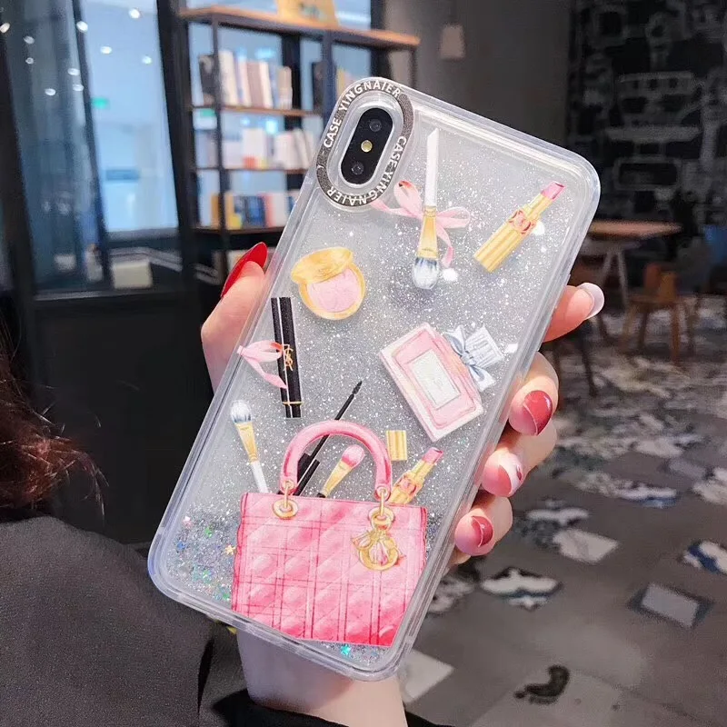 Зыбучий песок чехол для iPhone X Xr Xs Max 7 7Plus 8 Plus жесткий пластик динамическая жидкость