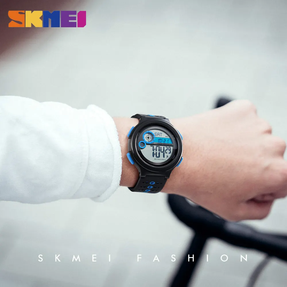 Skmei Мужские Цифровые часы с компасом спортивные силиконовые ремешком мировое