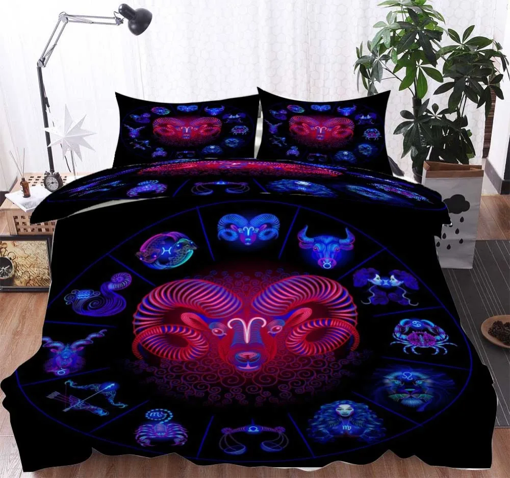 3D Постельное белье двенадцать Зодиак Козерог весы Стрелец печати пододеяльник