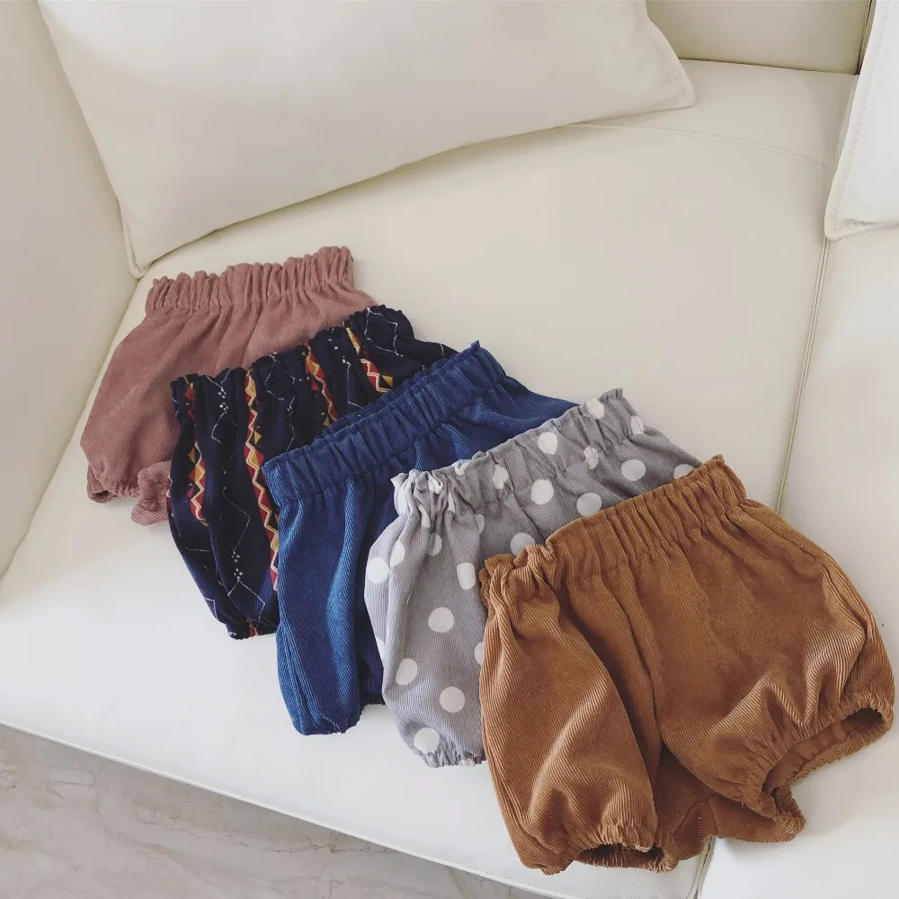 Хлопковые вельветовые шорты в стиле ретро для мальчиков и девочек спортивные