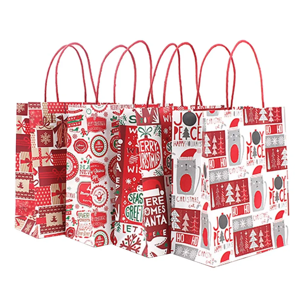 Рождественский Подарочный пакет портативная бумажная упаковка сумка тоут