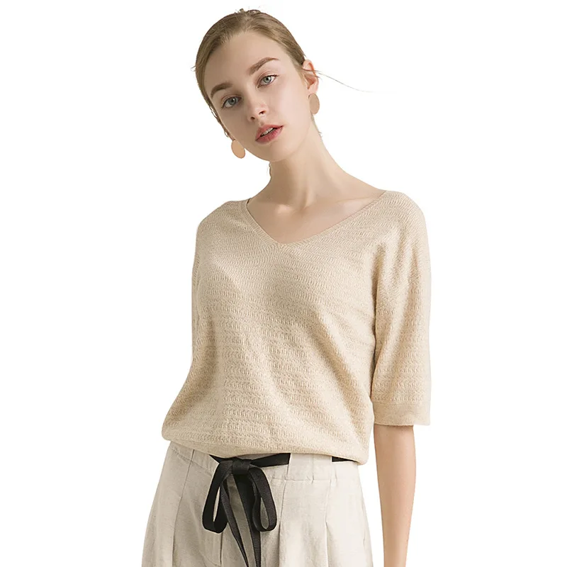 2018Autumn Hot Sales Women Cash Mere Wool Sweater V-collar Solid Color Half Sleeve Pullovers Free Shipping YDGAW071904C | Женская одежда