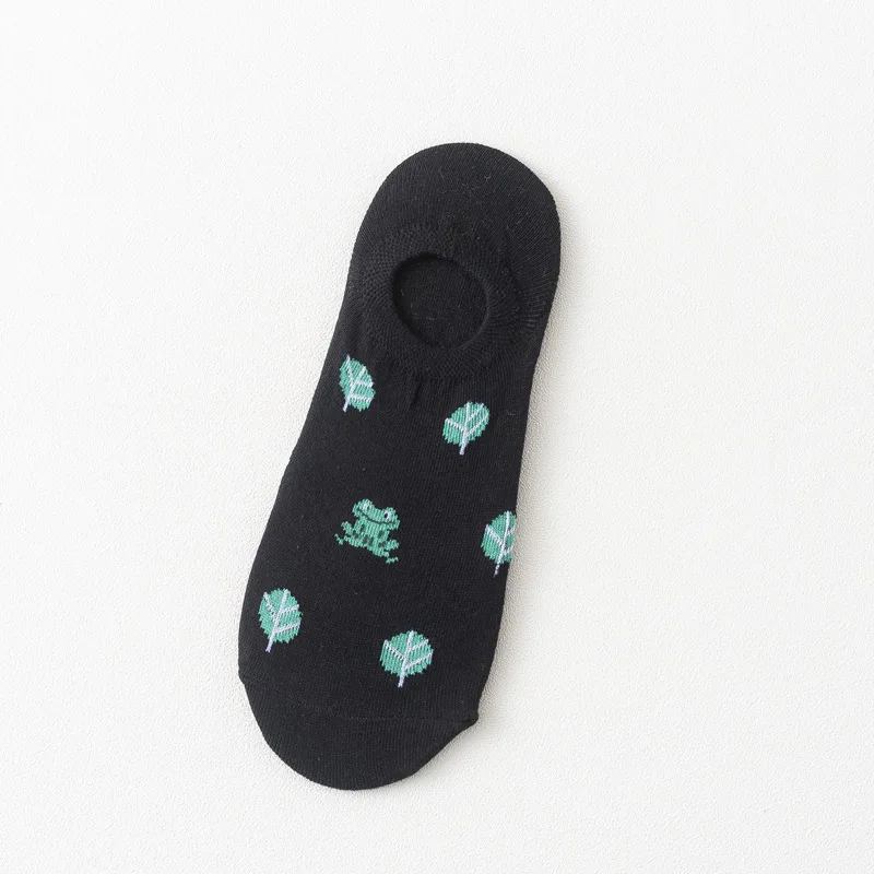 Frog lotus leaf Носки в упаковке, женские хлопковые невидимые носки-башмачки, пара летних мужских носков, короткие женские носки, креативные уличные носки с принтом kawaii - Цвет: Frog lotus leaf