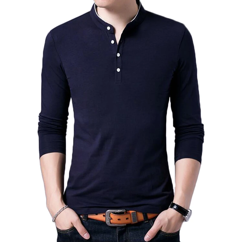 Мужская футболка с длинным рукавом и воротником стойкой размеры до 5XL|new men polo