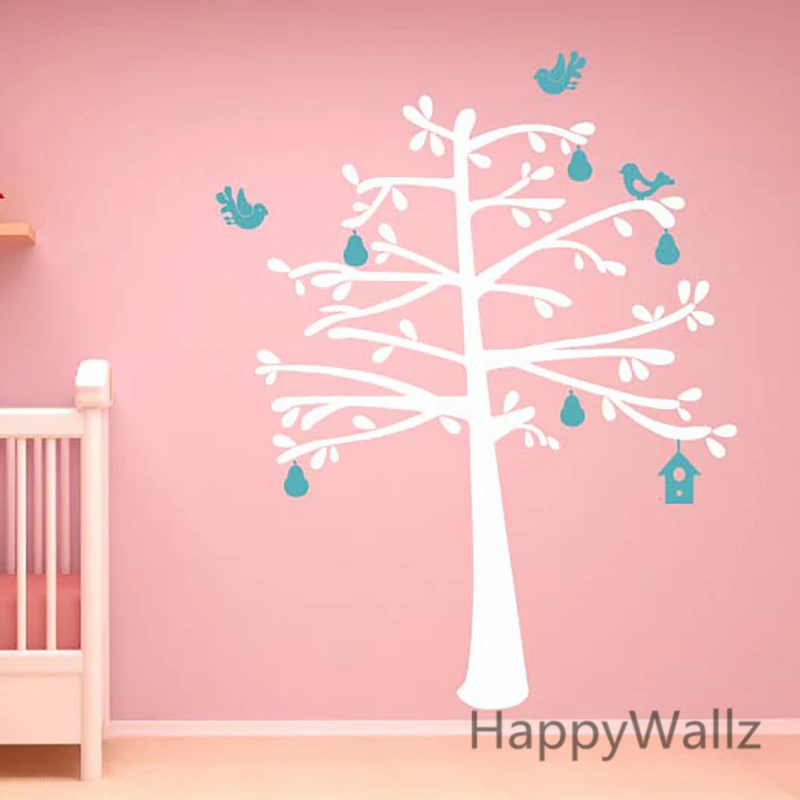 

Baby Nursery Tree Wall Stickers House Birds Tree Wall Decal Kids Room DIY Tree Sticker with Shelf Hot Sale Free Shipping T37