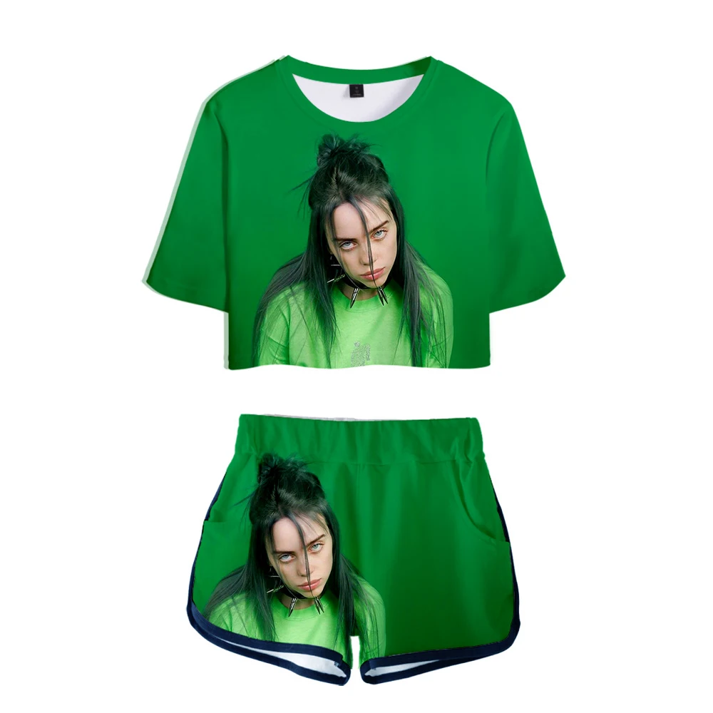 Kpop 3D Billie Eilish комплект из двух предметов женские пижамы футболка шорты