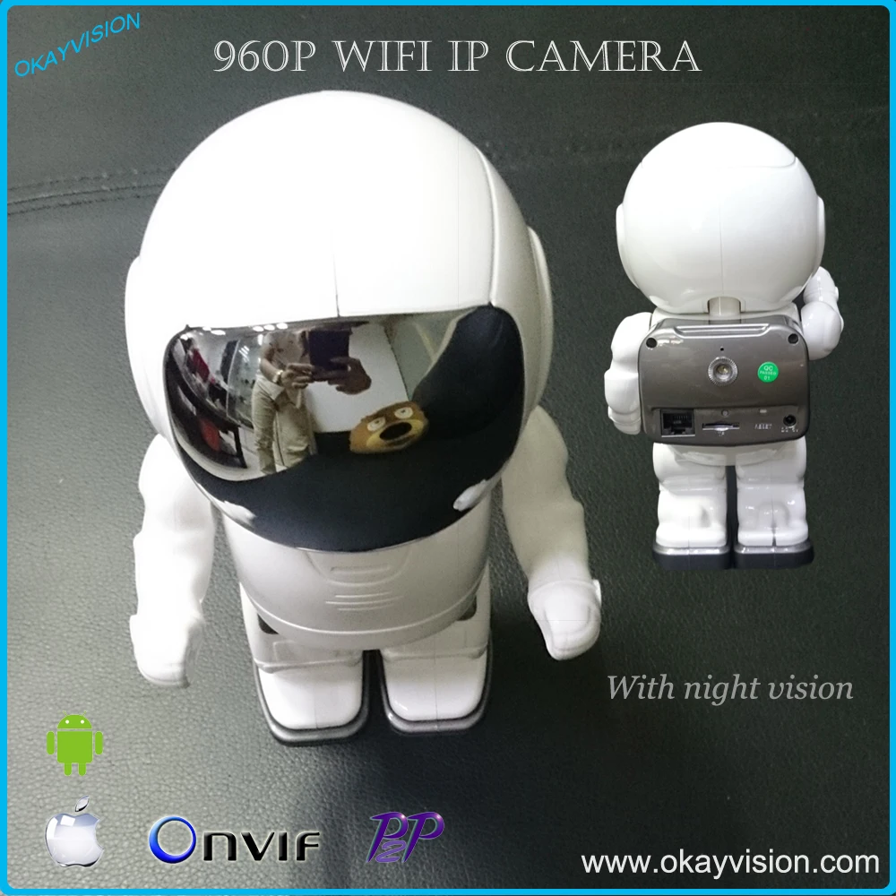 HD 960 P Беспроводной аудио астронавт камеры наблюдения Wi-Fi Micro SD Камара P2P IP PTZ робот |