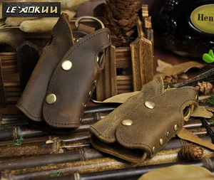 Новинка 2016, высококачественный Мужской винтажный коричневый жилет из натуральной кожи, чехол для автомобильных ключей с кольцом-держателем