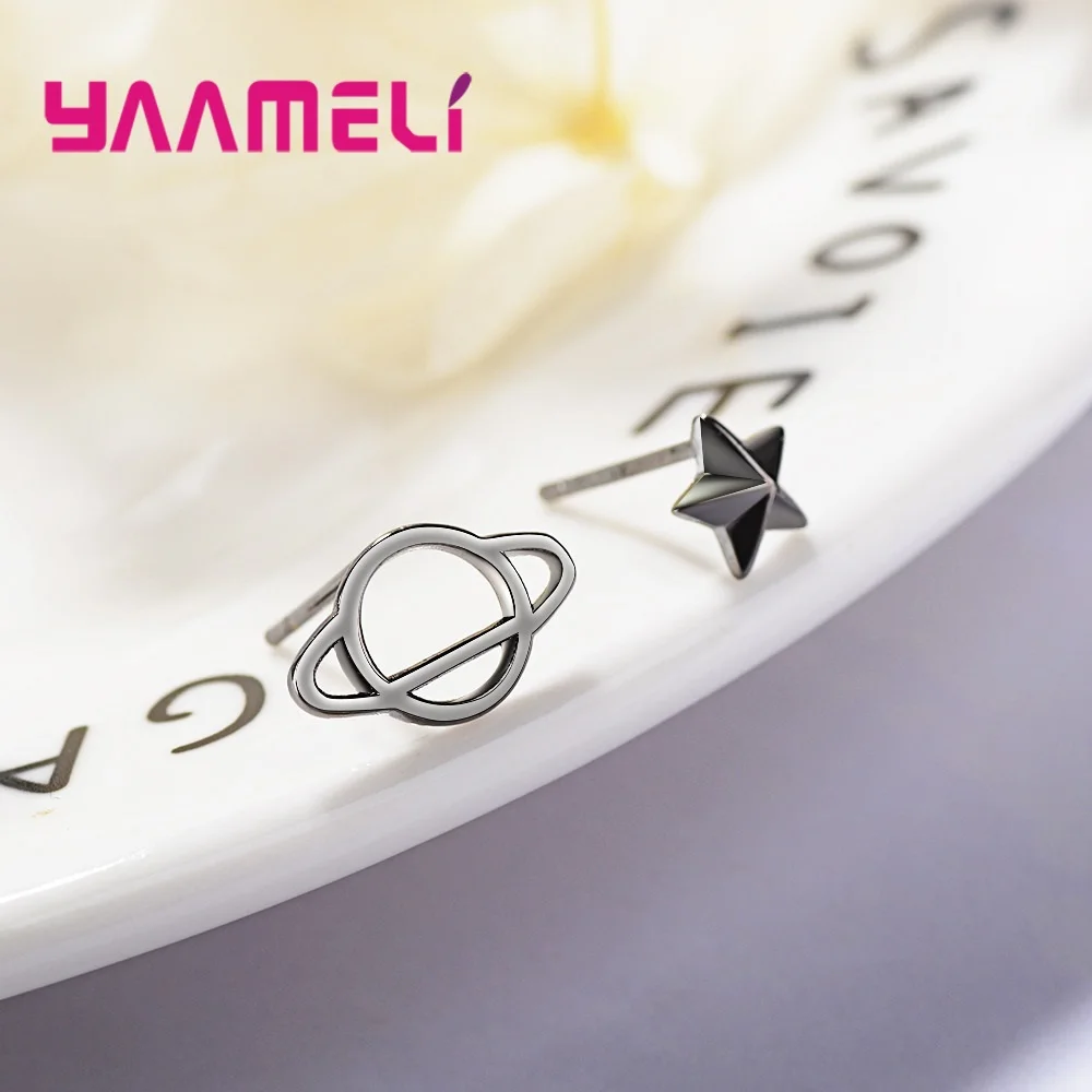 Серьги гвоздики женские Асимметричные из серебра 925 пробы с крошечными 3D