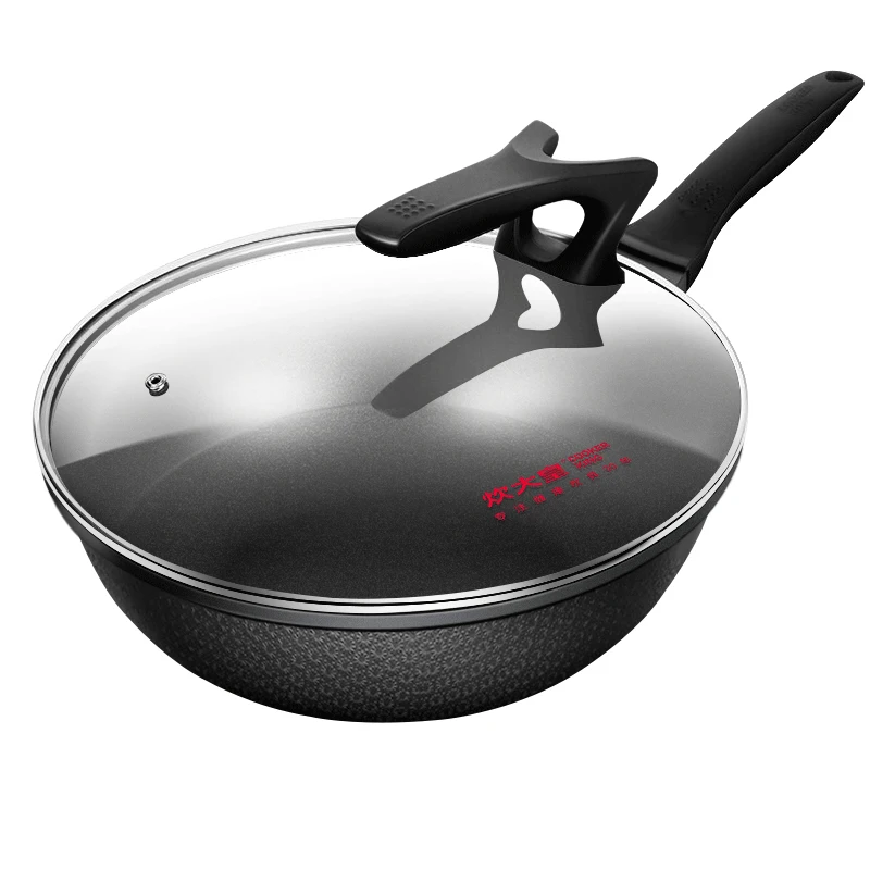 Woks из алюминиевого сплава со стеклянной крышкой с подставкой легкая