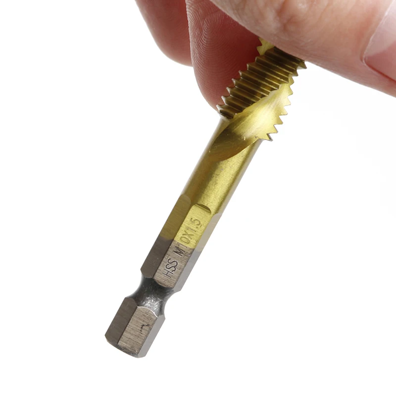

6Pcs/Set HSS4241 Titanium Coated Drill Bits Hex Shank Spiral Tap M3-M10