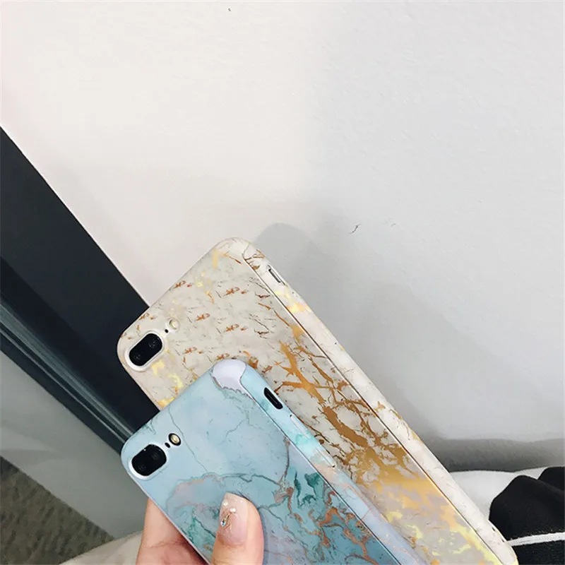 QINUO 360 градусов полный Чехол для iPhone 5 6 6s 8 7 Plus модный мраморный матовый чехол с