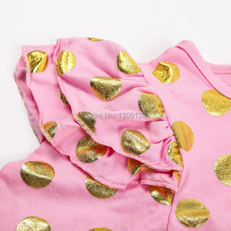 New Style Pompon Gold Polka Dot Baby Girls Bubble Rompers Outfit with headband | Детская одежда и обувь