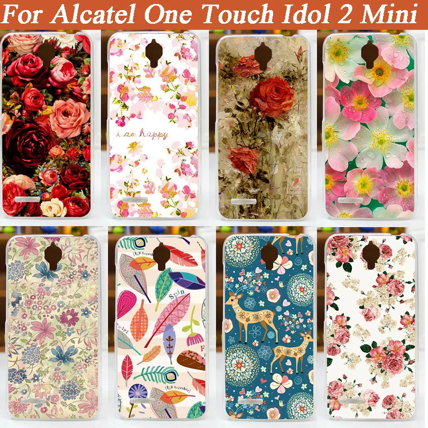 Чехол с красивыми цветами 11 рисунков для Alcatel One Touch Idol 2 Mini 6016 чехол/чехол твердым