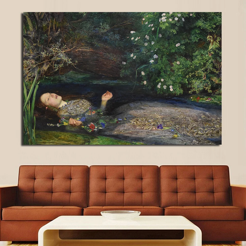 JQHYART Джон Эверетт Millais изображающий сцену утопающей стены хамлетта льва филии