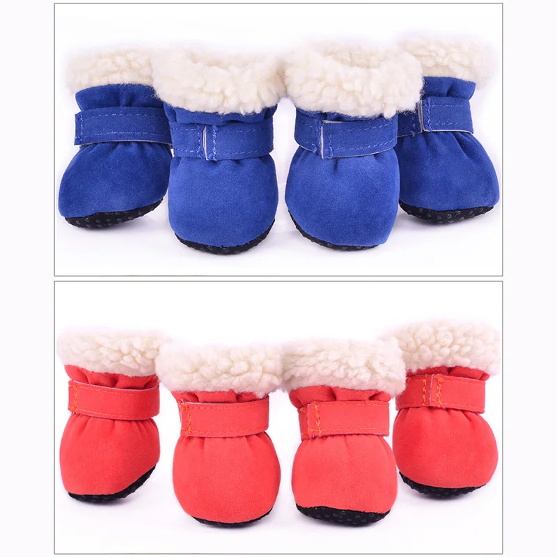 4 шт./компл. зимняя обувь для собак противоскользящие Сапоги из плотного флиса
