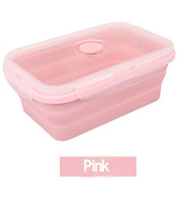Pink EPASUN 750 мл складной силиконовый складной переносной для ланча бэнто коробка для еды столовая посуда контейнер для еды миска для детей - Цвет: Pink