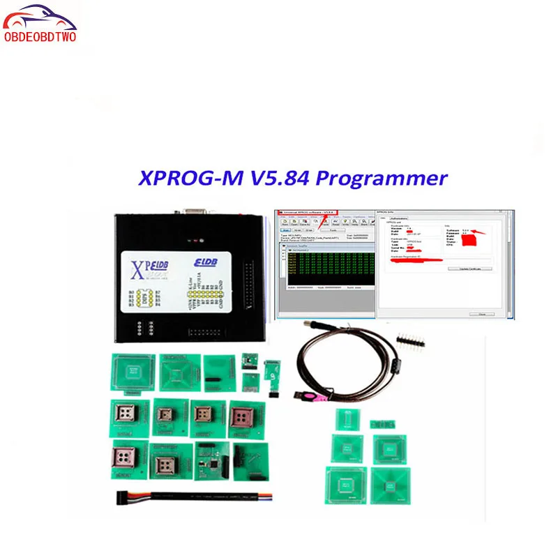 Последней версии XPROG 5.84 EEPROM Immo ЭБУ Программист Полный Адаптеры xprog-м коробка V5.8.4