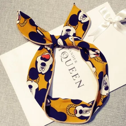 yellow New Mickey Ears Headband Cartoon Minnie ears christmas Headband Bow Modeling Girl Hair Accessories Birthday Party Celebration - Цвет: yellow