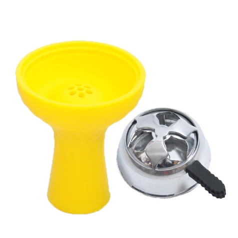 Yellow Set Стиль силиконовый кальян чаша с несколькими отверстиями чаша для кальяна уголь плита аксессуары Sheesha Narguile Chicha - Цвет: Yellow Set