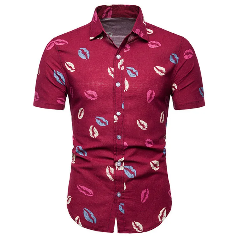 Plusign Повседневное Для мужчин рубашки короткий рукав тонкий отложным воротником