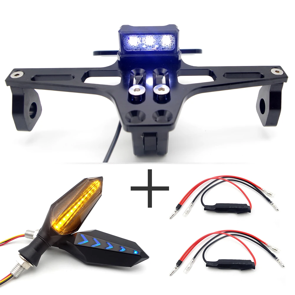 HEI with Turn signal Поворотная сигнальная лампа мотоцикла с ЧПУ номерных знаков держатель для YAMAHA tmax 530 mt 07 aerox t max 500 yzf r6 MT-09 чехлы - Цвет: HEI with Turn signal
