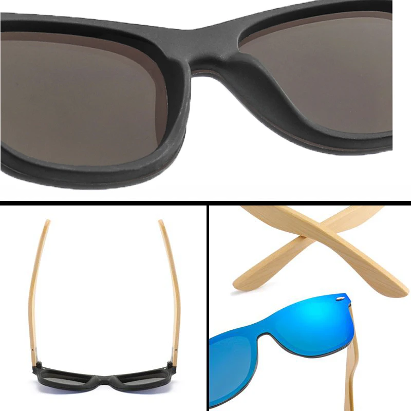 

Vintage Sunglasses Women Bamboo Wooden Sunglasses Men Mirror Glasses Oversized Glasses Frame Retro Rimless Sun Glasses UV400