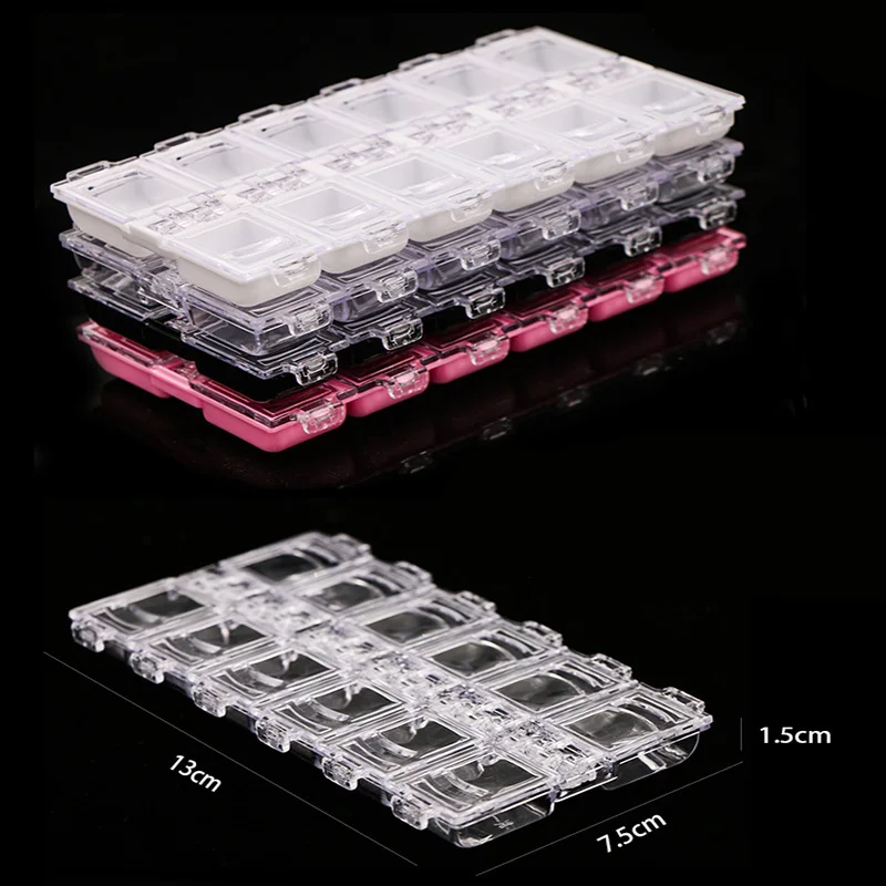 12 отверстий дизайн ногтей Стразы коробка для хранения ювелирных изделий