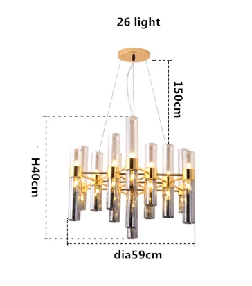 26 light round Скандинавские креативные Bamboom G4 светодиодные люстры, серые стеклянные абажуры, подвесные люстры, освещение - Цвет абажура: 26 light round