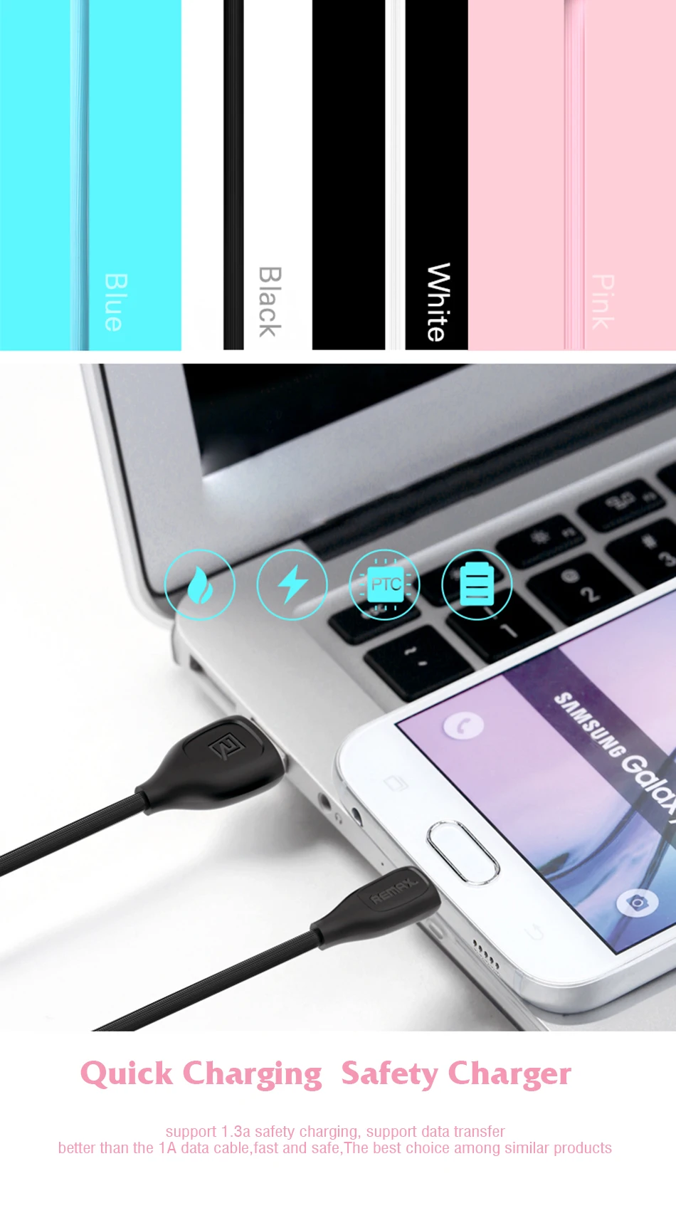 Micro USB кабель для синхронизации данных remax, кабель для быстрой зарядки для samsung Galaxy note4, note5, S6, S7 edge+ A8, A9, S7, S6 Plus, A7,, A50