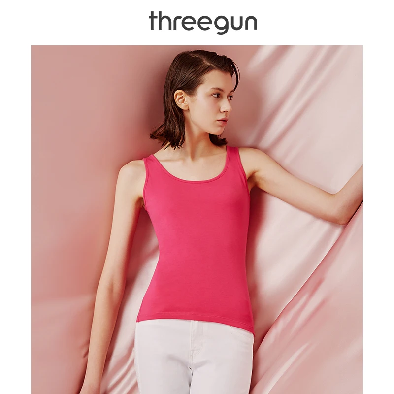 THREEGUN Топ Женская хлопковая майка Прозрачная белая эластичная нижнее белье для